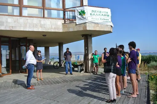 Guests at the official opening ceremony - the Pomorie mayor Ivan Alexiev and Stanislav Georgiev - protected areas expert at RIEW-Burgas.